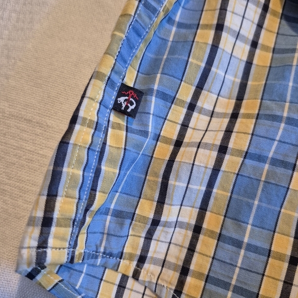 Brooks Brothers boys size Large blue yellow & white plaid button down shirt VGUC - Picture 2 of 5